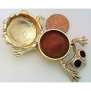 Vintage Gold Tone Collectible Frog Perfume Sachet