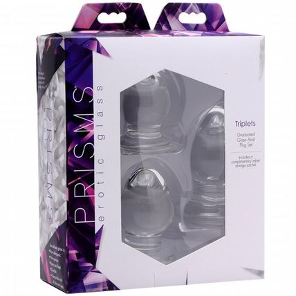 Triplets 3 Piece Glass Anal Plug Kit Prisms Erotic Butt Ass Plugs Prisms Erotic