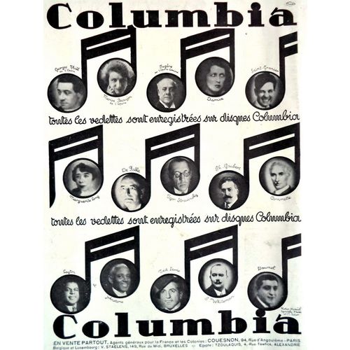 30s Art Deco Print Ad Columbia Records Music Artists Advertisement Poster Decor