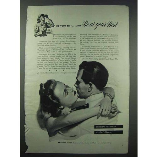 1943 Listerine Antiseptic Ad - Be At Your Best