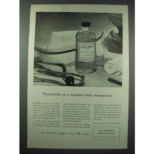 1943 Listerine Antiseptic Ad - Little Emergencies