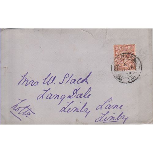 GB 1934 cover York to Linley Notts with nice 1.5d brown stamp see rest