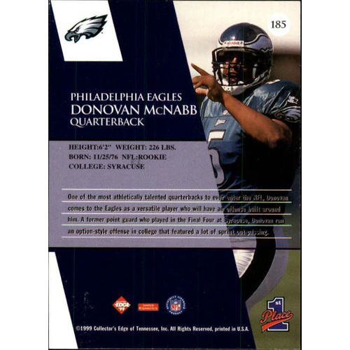 1999 Collector's Edge First Place Donovan McNabb Rookie Card #185
