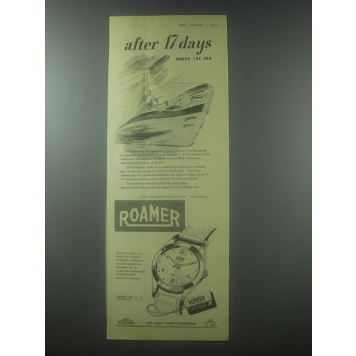 1954 Roamer Watches Ad - After 17 days under the sea