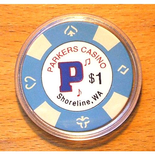 PARKERS $1. Casino Chip - SHORELINE, WASHINGTON - BUD JONES MOLD - 2003