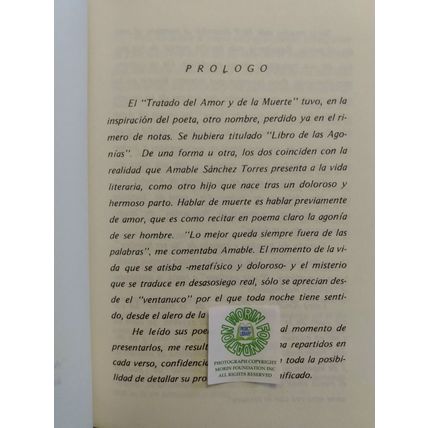 TRATADO DEL AMOR Y DE LA MUERTA por AMABLE SANCHEZ TORRES PRIMERA EDICION 1st