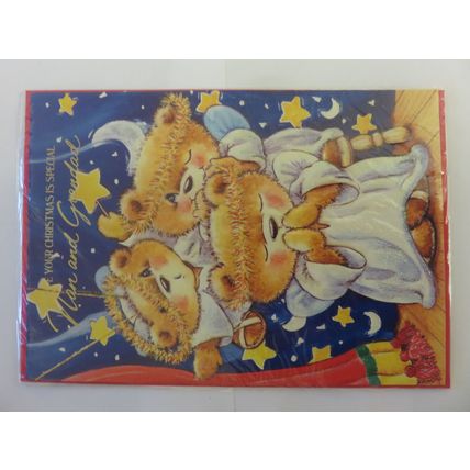 Hope Your Christmas Dear Nan And Grandad Teddy Bears Portrait Vantage Card