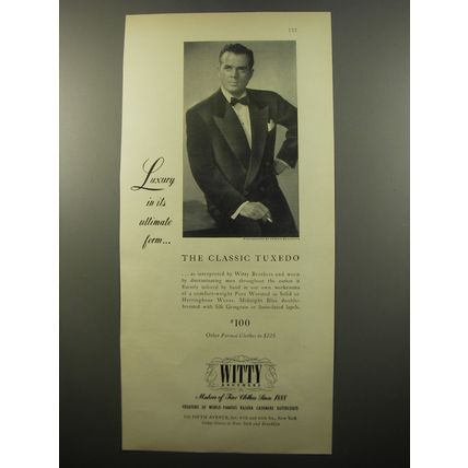 1950 Witty Brothers Classic Tuxedo Advertisement - photo by Fabian Bachrach