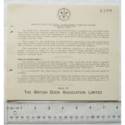 1954 specification The British Door Association, panelled doors