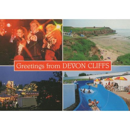 Greetings From Devon Cliffs Unidentified Pop Group Postcard