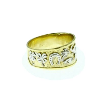 New 14K Gold Ring Band 7 Lucky Horseshoe Clover Eye Elephant Owl 5 Gr Size 8