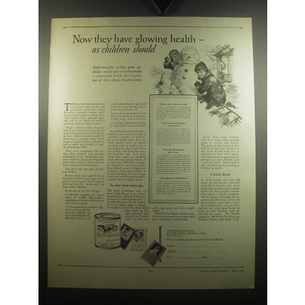 1926 Borden Eagle Brand Condensed Milk Ad - Now they have glowing health