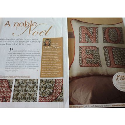 Noel Cushion Cover Cross Stitch Chart Magazine Chart - Lesley Teare