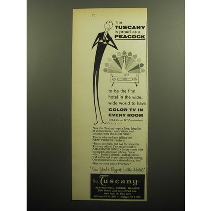 1958 Hotel Tuscany Ad - The Tuscany is proud as a Peacock