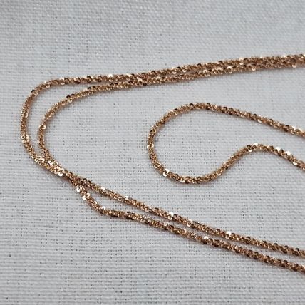Diamond Cut Fine Rock Chain 36" Long Rose Gold Overlay 925 Sterling Silver 3.95g