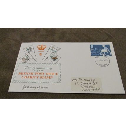 Stuarts 1975 FDC GB Cover - Post Office Charity Stamp - Leicester frank