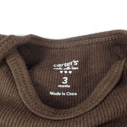 Carter's Boys Infant 3 Lot Long Sleeve Rompers Size 3 Months Green/Brown/Cream
