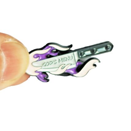 Knife Enamelled GODS MENU Pin Badge Metal 2.8 cm x 1.7 cm Badges Gothic BA27