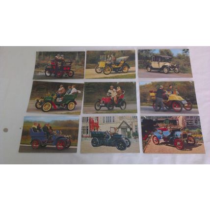 9 x Vintage postcards featuring Vintage Cars
