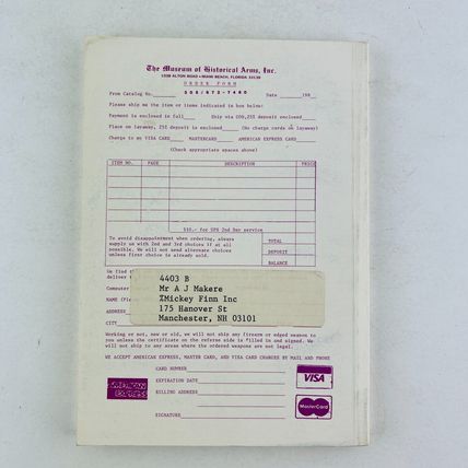 The Museum of Historical Arms Inc Paperback Book Catalog 59 1988