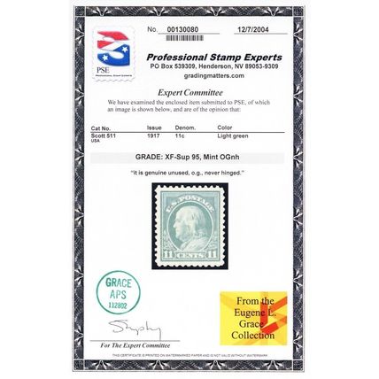 511, Mint NH XF/Superb 11¢ - PSE Graded 95 * Stuart Katz