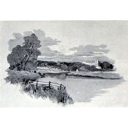 ARUNDEL FROM THE RIVER 1893 George Charles Haité PRINT