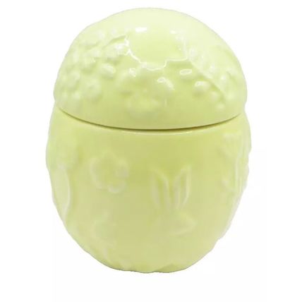 Yellow Egg Shaped Ceramic Candle Spring Blossom Scented Candle Easter Bunny