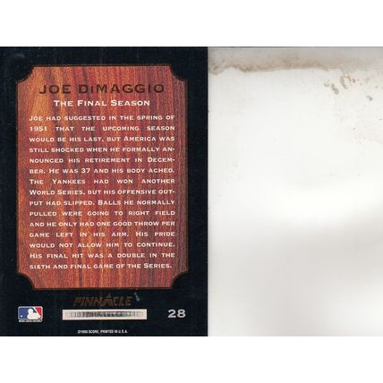 JOE DIMAGGIO 1993 AUTOGRAPHED NEW YORK YANKEES HOF WORLD CHAMPION OUTFIELDER