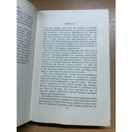 1962 "NATIONAL CERTIFICATE MATHEMATICS" VOLUME 2 HARDBACK BOOK (P3)
