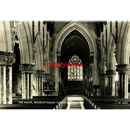 Nave, Bodelwyddan Church, Wales, RP W3203 Valentines. Postcard