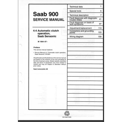 Saab 900 Automatic Clutch Sensonic Workshop Manual 1994 1997 199628721 PDF