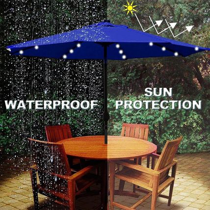 Blissun 9 Ft Solar Umbrella 32 LED Lighted Patio Umbrella Table Market Umbrella