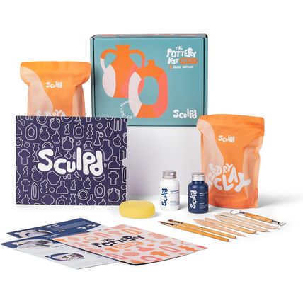 Sculpd Pottery Starter Kit - Complete Air Dry Clay Beginner Set for 2 Adults: In