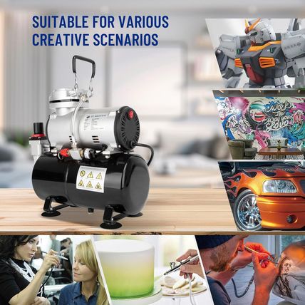 Timbertech Airbrush Compressor, High-Performance Single-Piston Oil-Free Mini Com