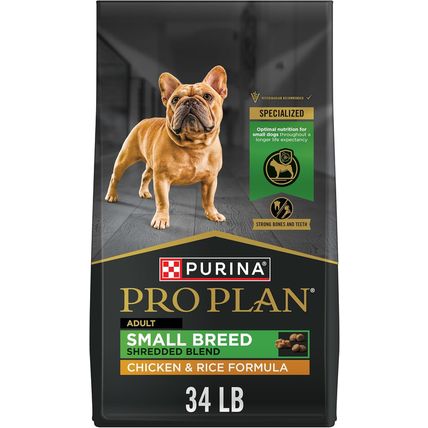 Purina Pro Plan Small Breed Dog Food Shredded Blend Chicken and Rice Formula wit