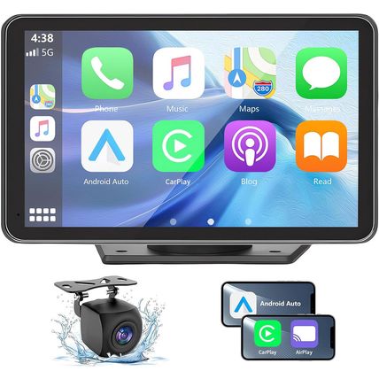 Wireless Car Stereo with Apple Carplay/Android Auto, Portable Touch Screen Car R