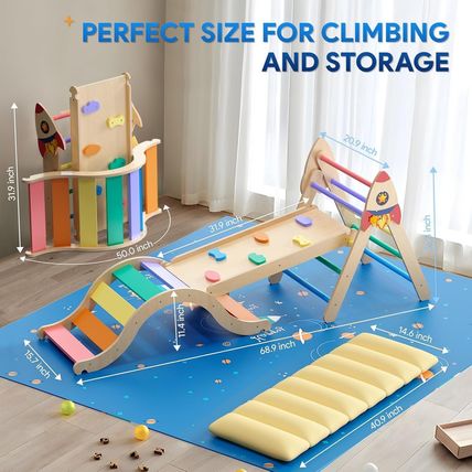 Pikler Triangle Set with Cushion, 9-In-1 Kids Climbing Toys for Toddlers 1-3 Ins