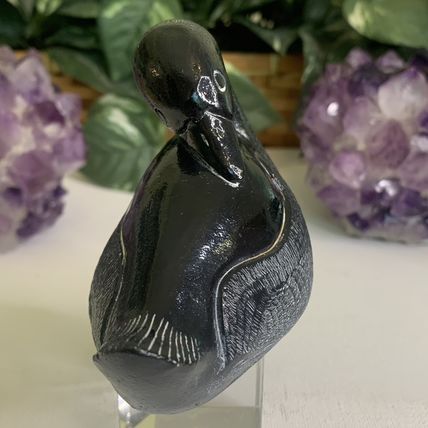 Aardik Collection Carved Black Soapstone Loon/Duck Bird Vintage 1972 Canada 4.25