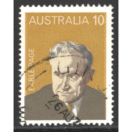 AUSTRALIA 1975: PRIME MINISTERS - 10c EARLE PAGE USED (G6)