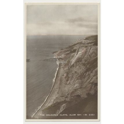 ALUM BAY Coloured Cliffs early 20th C. Bromide RPPC Bay Series DEAN D.951