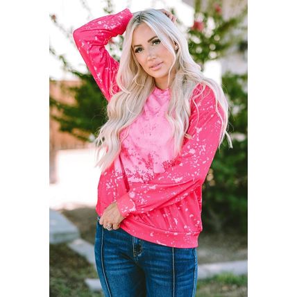 Rose Tie Dye Long Sleeve Pullover Sweatshirt