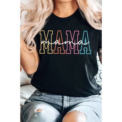 Black MAMA Crew Neck Graphic Tee