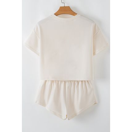 Beige Sequined Rodeo Cropped Tee and Skort Set