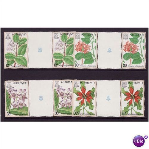 KIRIBATI 1981 FLOWERS 2 x SETS GUTTER PAIR U/M MINT