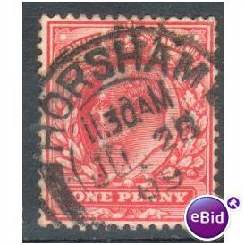 GB stamps 1902-10 KEV11 - 1d SG219 Horsham 1