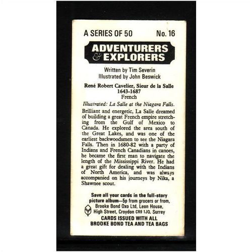 Brook Bond Adventurers Explorers Rene Cavelier de la Salle No 16 Mint