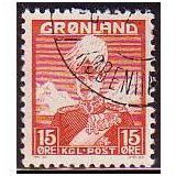 1938 Greenland Sc# 5 used - King Christian X 15 ore