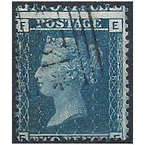 1858 SG45 2d Blue Plate 8 Fine Used Check Letters "EF".
