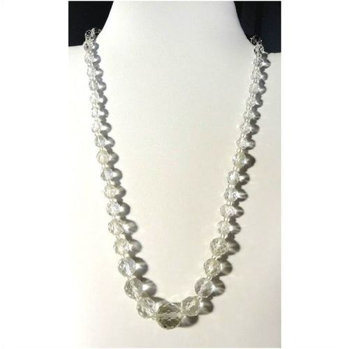 Necklace clear sparkling crystal multi facet glass beads 18 inch costume jewelry