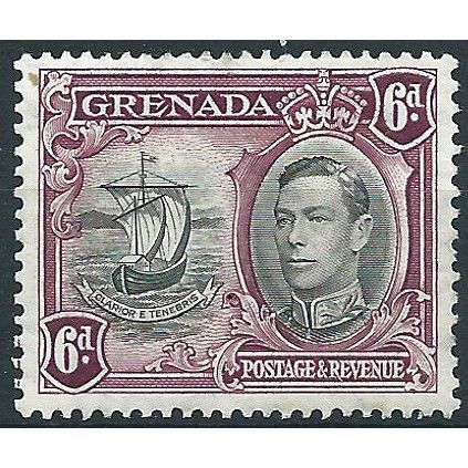 Grenada 1942 SG159a 6d Black & Purple Perf 13.5x12.5 Mounted Mint ....